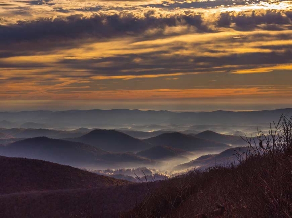 The Yadkin Valley spreads out below Grandview Overlook on the Blue Ridge Parkway, which Kenny Capps ran past on the Mountains-to-Sea Trail. Donated photo