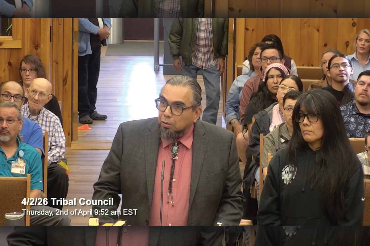 Attorneys Rico Frias and Carolyn West appeared in front of tribal council. 