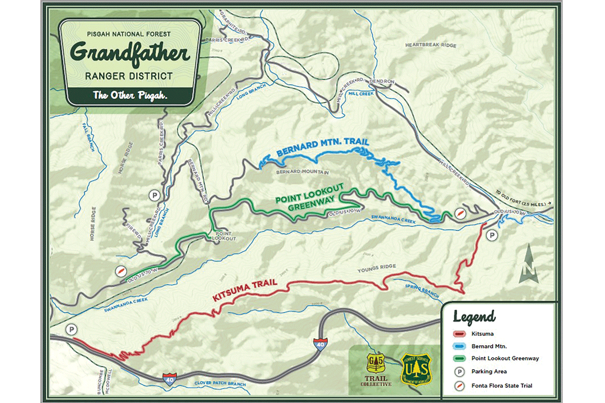 The 3-mile Bernard Mountain Trail is the newest addition to a planned 42 miles of new trail near Old Fort. U.S. Forest Service map