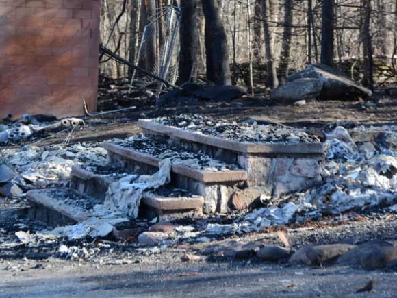 A checkerboard of devastation: Fire levels some areas and leaves others untouched