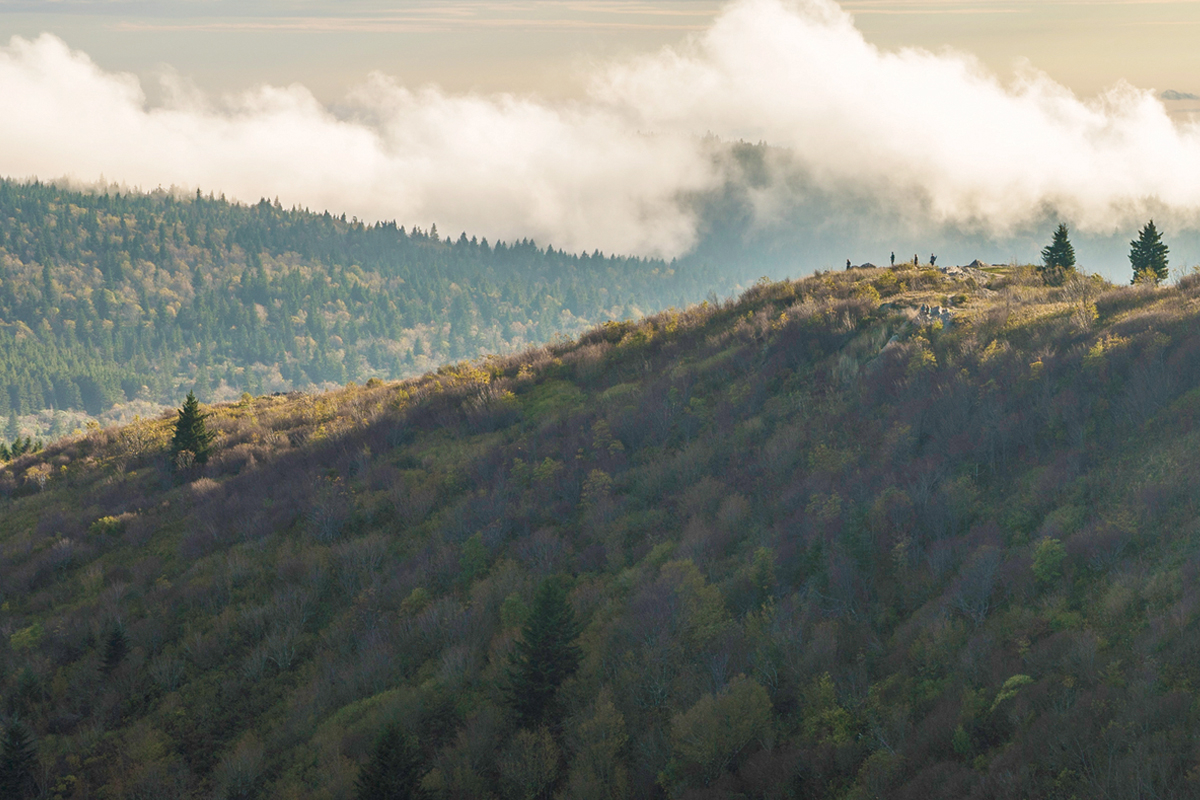 Black Balsam Knob: Clouds shift over Black Balsam Knob, a popular destination  for hikers in the Pisgah National Forest. Garrett Martin photo 