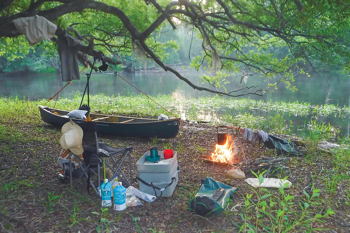 Morning campsites on the Lumber River were full of light and sound.  Burt Kornegay photo