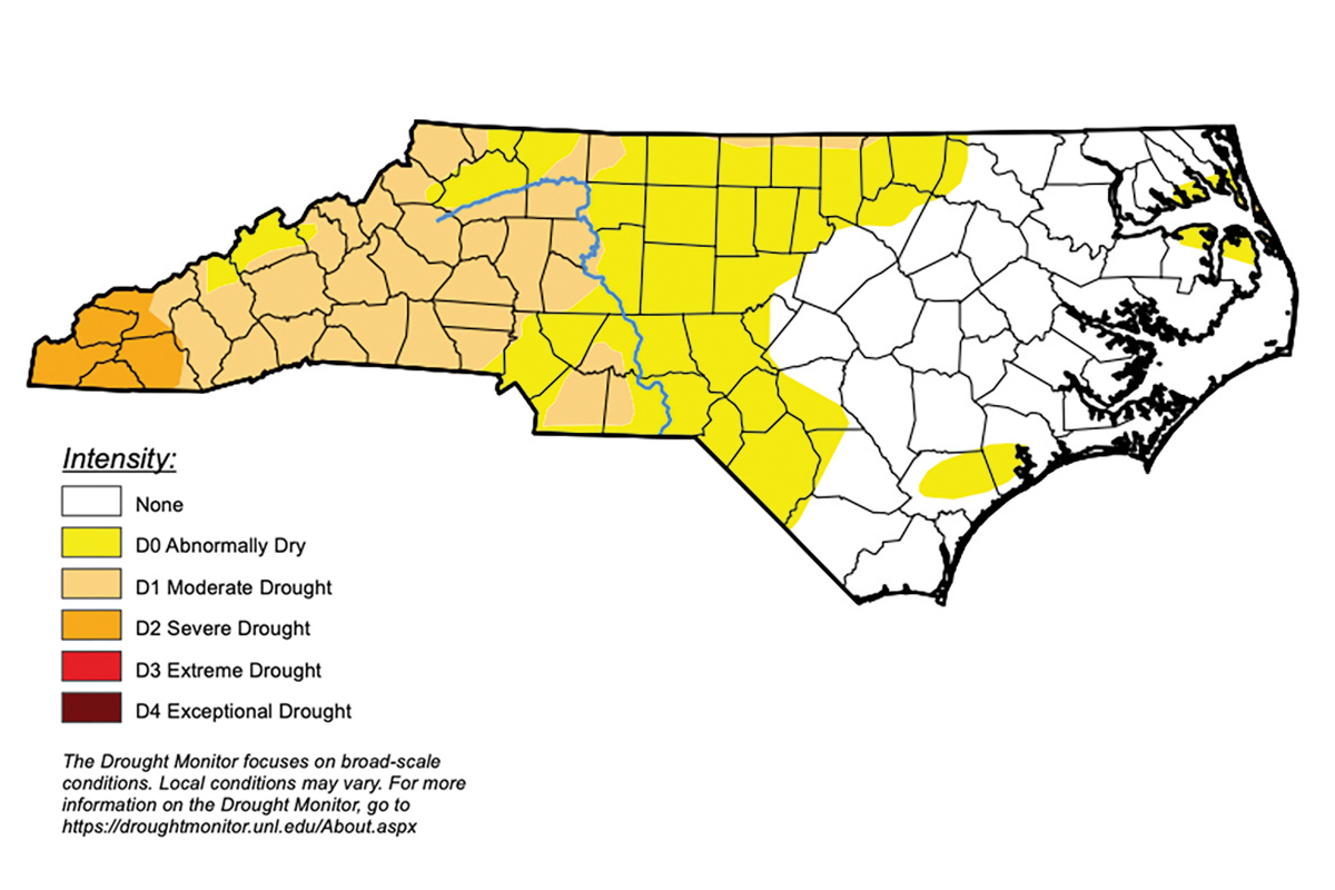 Drought maps are published every Thursday. U.S. Drought Monitor of N.C. map