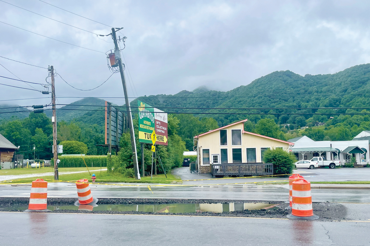 Pedestrian islands currently being installed in Maggie Valley, like this one in front of Guayabitos, could increase pedestrian safety but could also cause traffic problems. Cory Vaillancourt photo