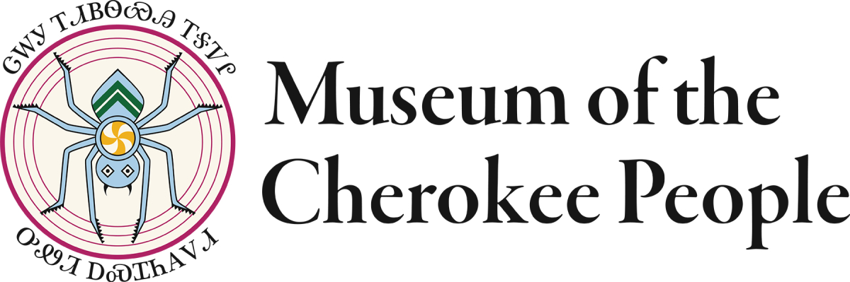 The new logo uses colors and design elements that represent the unique culture  and homeland of the Cherokee people. Museum of the Cherokee People logo