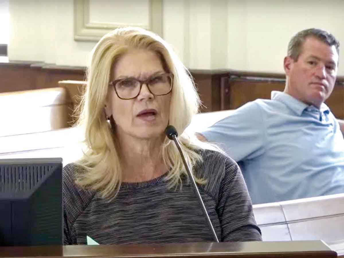 Janet Presson speaks during the public comment session of a Haywood County Board of Commissioners meeting on Aug. 15. Haywood County Government photo