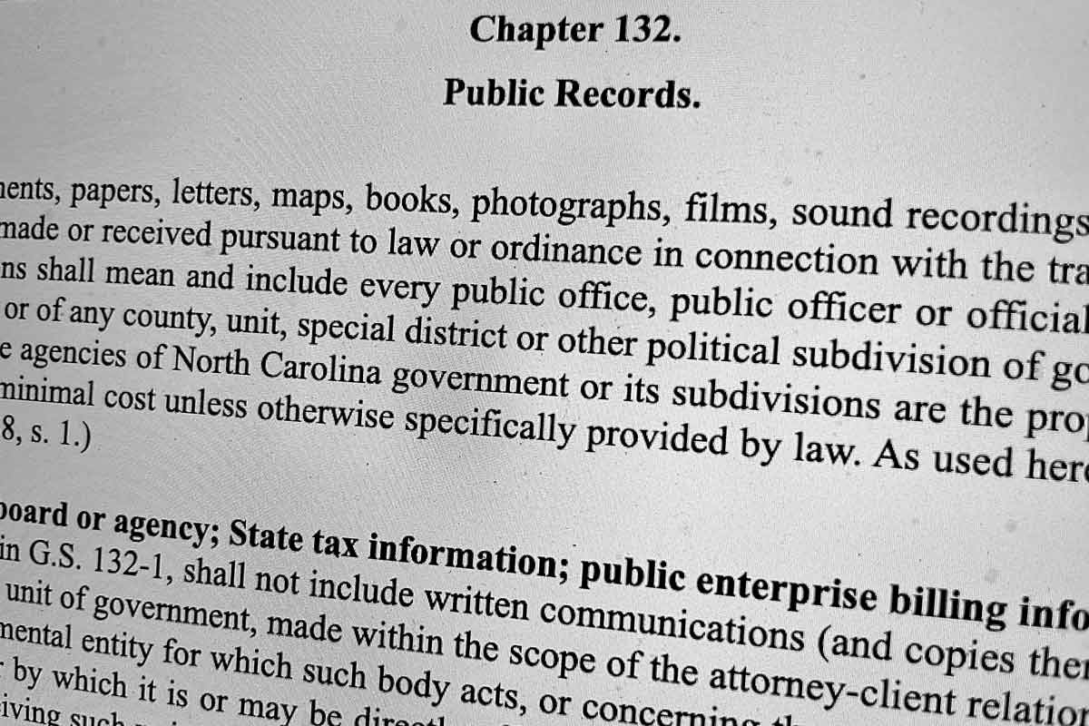 It’s largely up to public servants to be knowledgable about, and to comply with, public records laws in North Carolina.