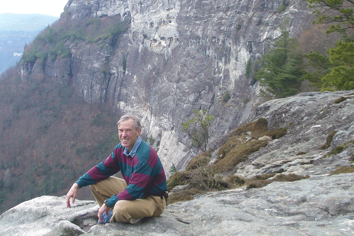 Bill Jacobs sits on the lower Whiteside Mountain overlook. Donated photo