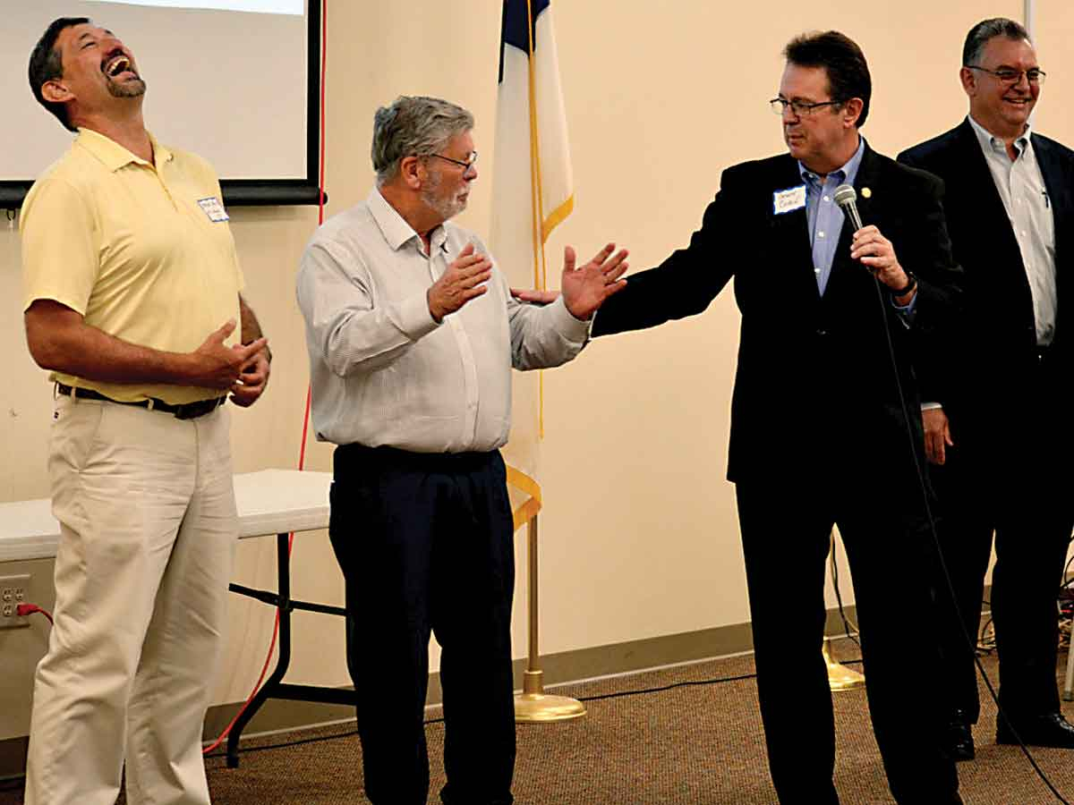 Western North Carolina’s entire legislative delegation (left to right) Mark Pless, Mike Clampitt, Kevin Corbin and Karl Gillespie - attended a broadband summit on March 21. Cory Vaillancourt photo