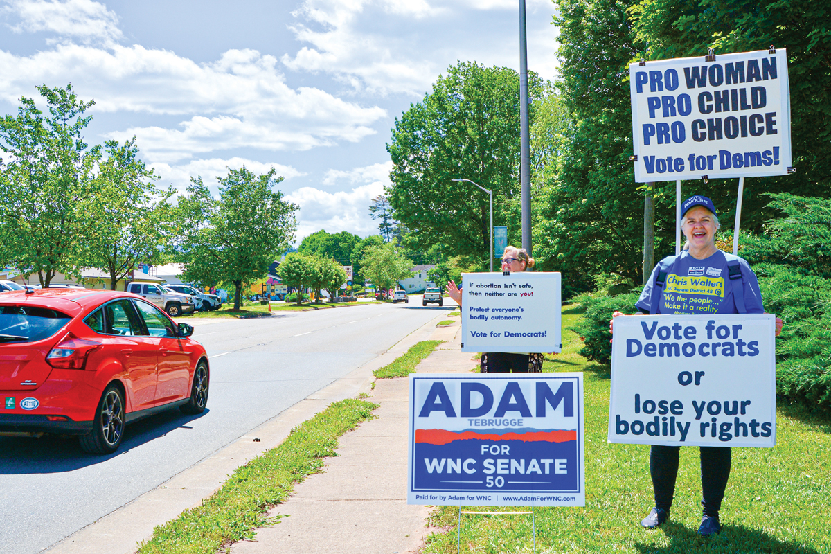 Democrats rallied for reproductive rights and healthcare at a May 11 event in Franklin. Cory Vaillancourt photo