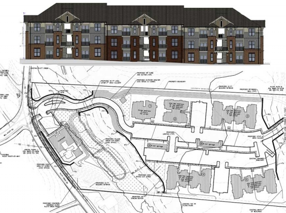 Preliminary site plans show the proposed apartment development at Plott Creek. Town of Waynesville photo