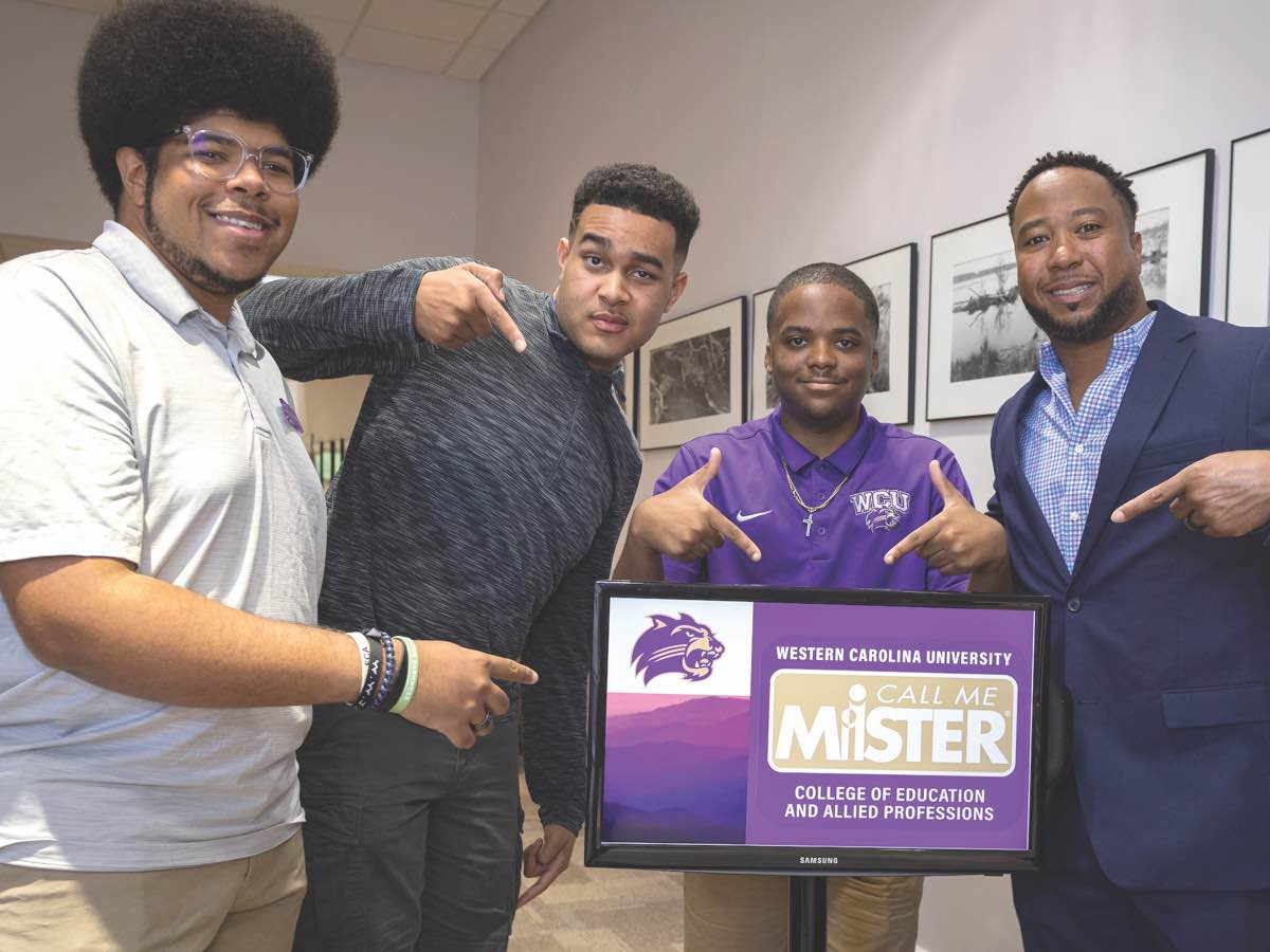 From left to right, Call Me MISTER’s Montgomery Moore, Anthony Freeman and Andrue Smith, with Kyle Baldwin. WCU photo