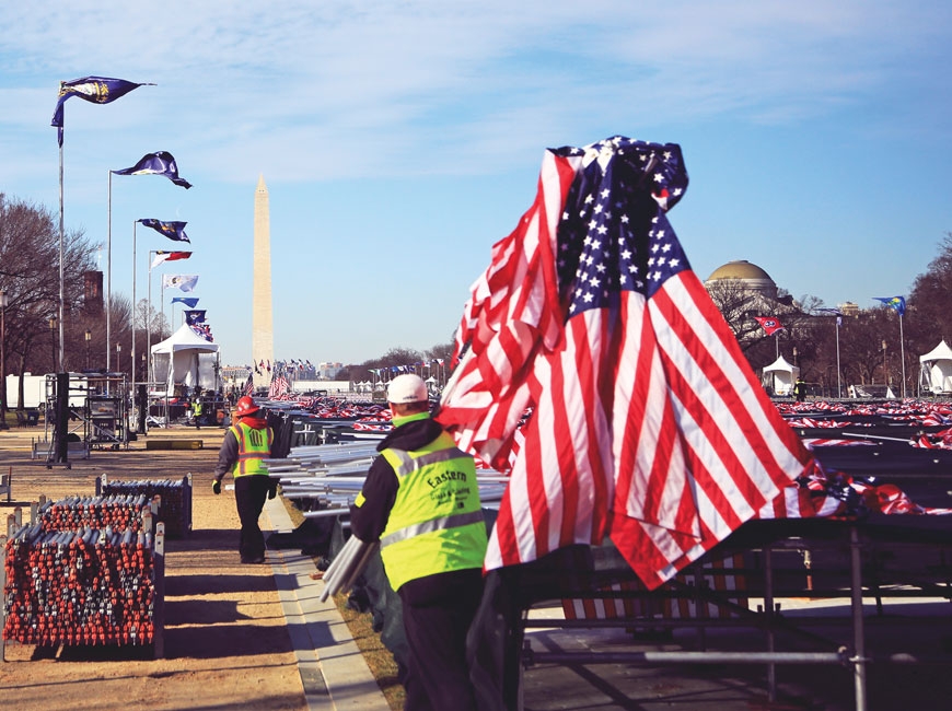On Jan. 21, workers begin to remove displays and equipment used on an Inauguration Day that was heavily influenced by the events of Jan. 6. Jeffery Delannoy photo
