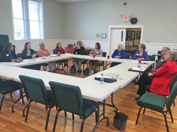 Women in municipal government meet to discuss current issues at Maggie Valley Town Hall last Saturday. Jessi Stone photo