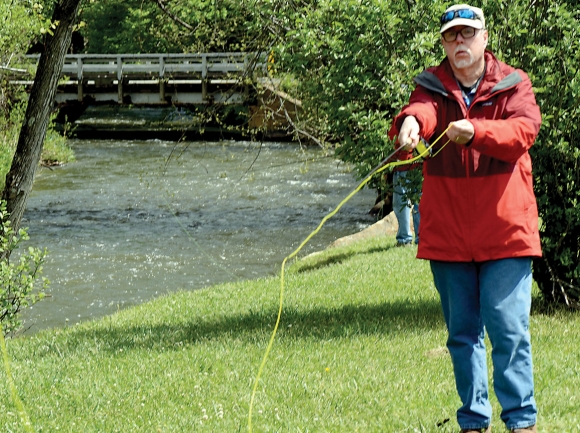 A participant in the four-part fly fishing series practices his cast. Holly Kays photo