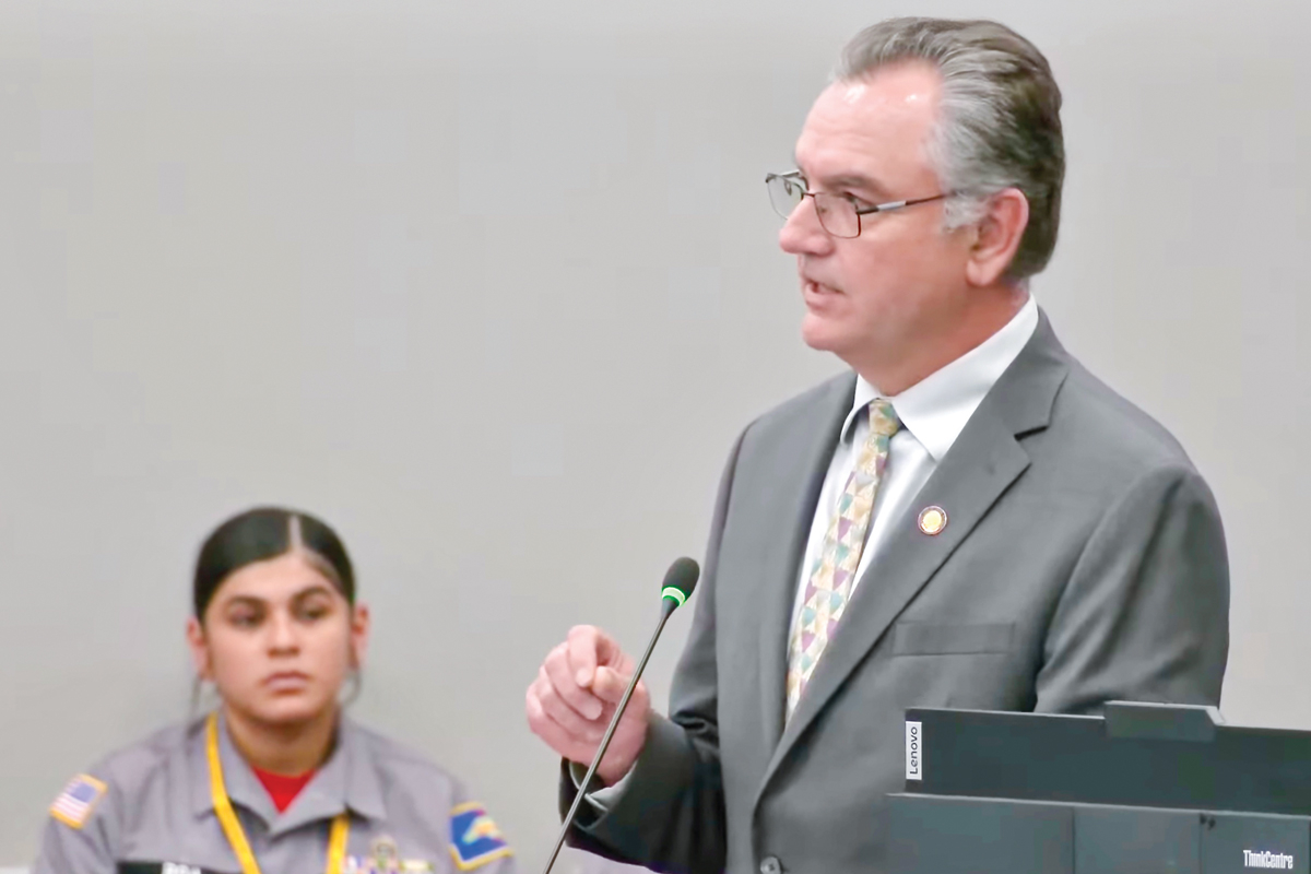 Rep. Karl Gillespie (R-Macon) speaks in support of the Disaster Recovery Act of 2025 – Part I on Feb. 11 in Raleigh. NCGA photo