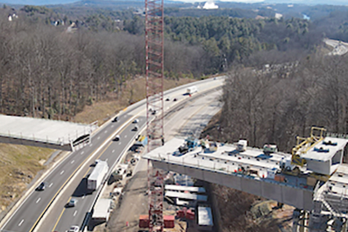 The gap is getting close to closing on the new Blue Ridge Parkway bridge over Interstate 26. NCDOT photo