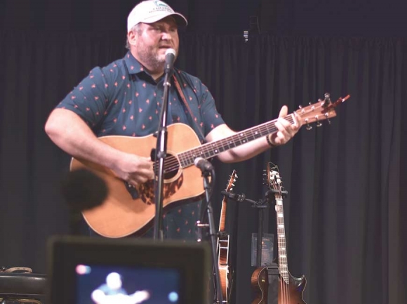 Darren Nicholson during his recent Facebook live stream at The Strand at 38 Main in Waynesville. (photo: Garret K. Woodward)