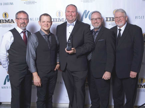 Buddy Melton, (from left) Caleb Smith, Darren Nicholson, Tim Surrett and Marc Pruett at the 2018 IBMA award show in Raleigh this past September. 