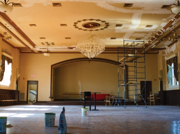 Work continues, but the third floor ballroom atop the Masonic Temple is nearing completion. Cory Vaillancourt photo