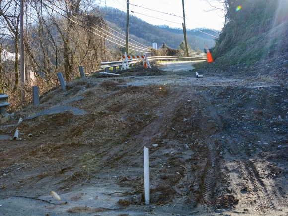 A trouble spot that appeared last spring is more severe than the area near Bobwhite Lane, requiring closure of a portion of the road since April 2020. Holly Kays photo