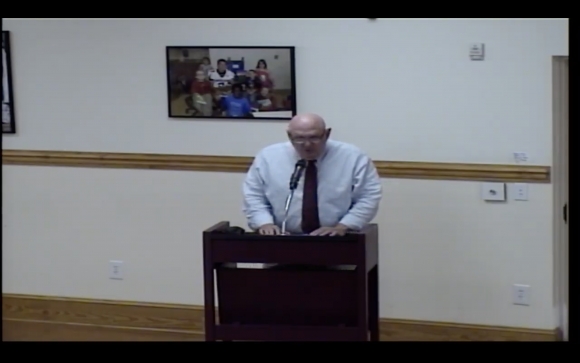 Dr. Bill Nolte addresses the Haywood County School Board shortly after his reinstatement.