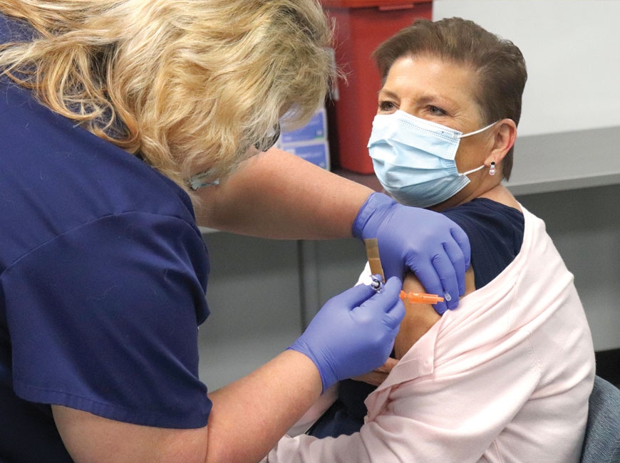 Haywood Regional Medical Center employees receive the first doses of COVID-19 vaccines. Donated photo