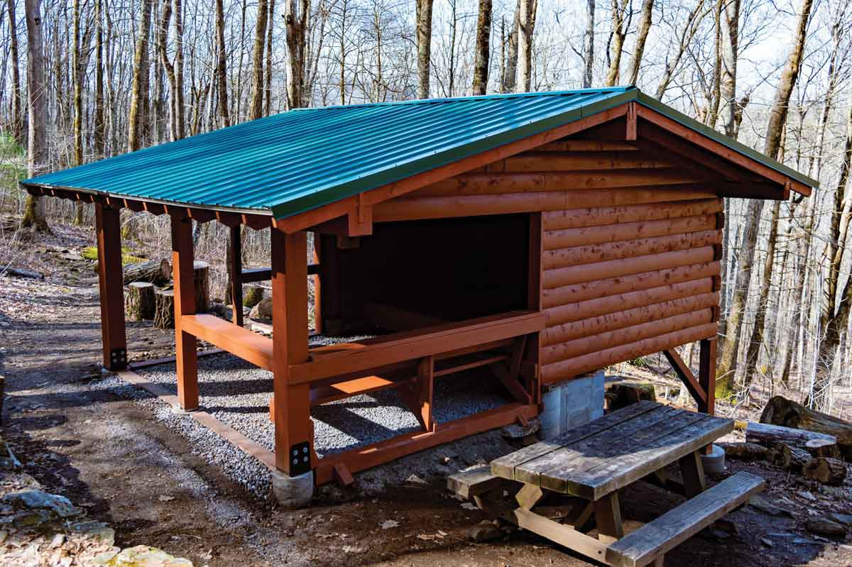 The new Rock Gap Shelter stands ready to welcome backpackers. NHC photo