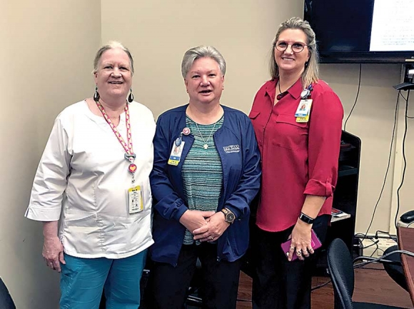 Stephanie Adamavich, RN, (from left) Johanna Dewees, RN, and Ann Ottum, director of imaging at HRMC. Donated photo