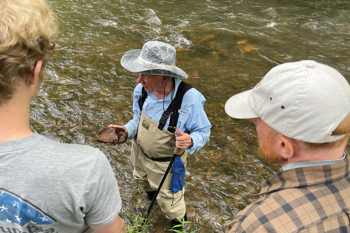 John Hargraves teaching fly fishing at the Waynesville Recreation Center. 