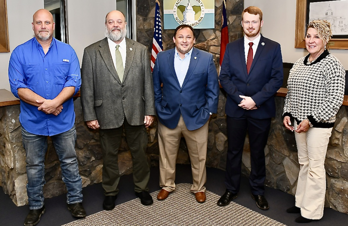 Jackson County commissioners (left to right) Michael Jennings, John Smith, Mark Letson, Todd Bryson and Jenny Hooper finally settled a controversial issue on June 24.