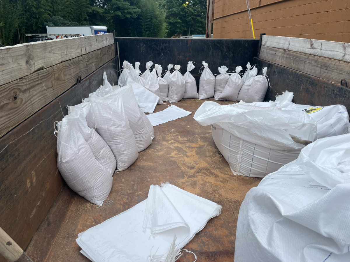 Residents and businesses across Western North Carolina prepared ahead of Hurricane Helene&#039;s arrival. Here&#039;s a look at a several sandbags in the back of a truck at BearWaters Brewing in Canton. 