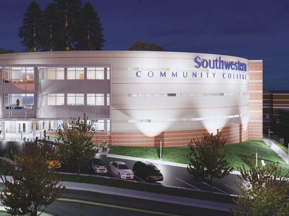 A graphic rendering from design company LS3P shows what SCC’s new health sciences building will look like upon completion in 2021. Donated image
