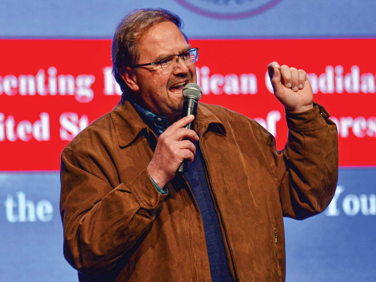 Chuck Edwards speaks during a Republican Primary Forum in Macon County earlier this year. Cory Vaillancourt photo