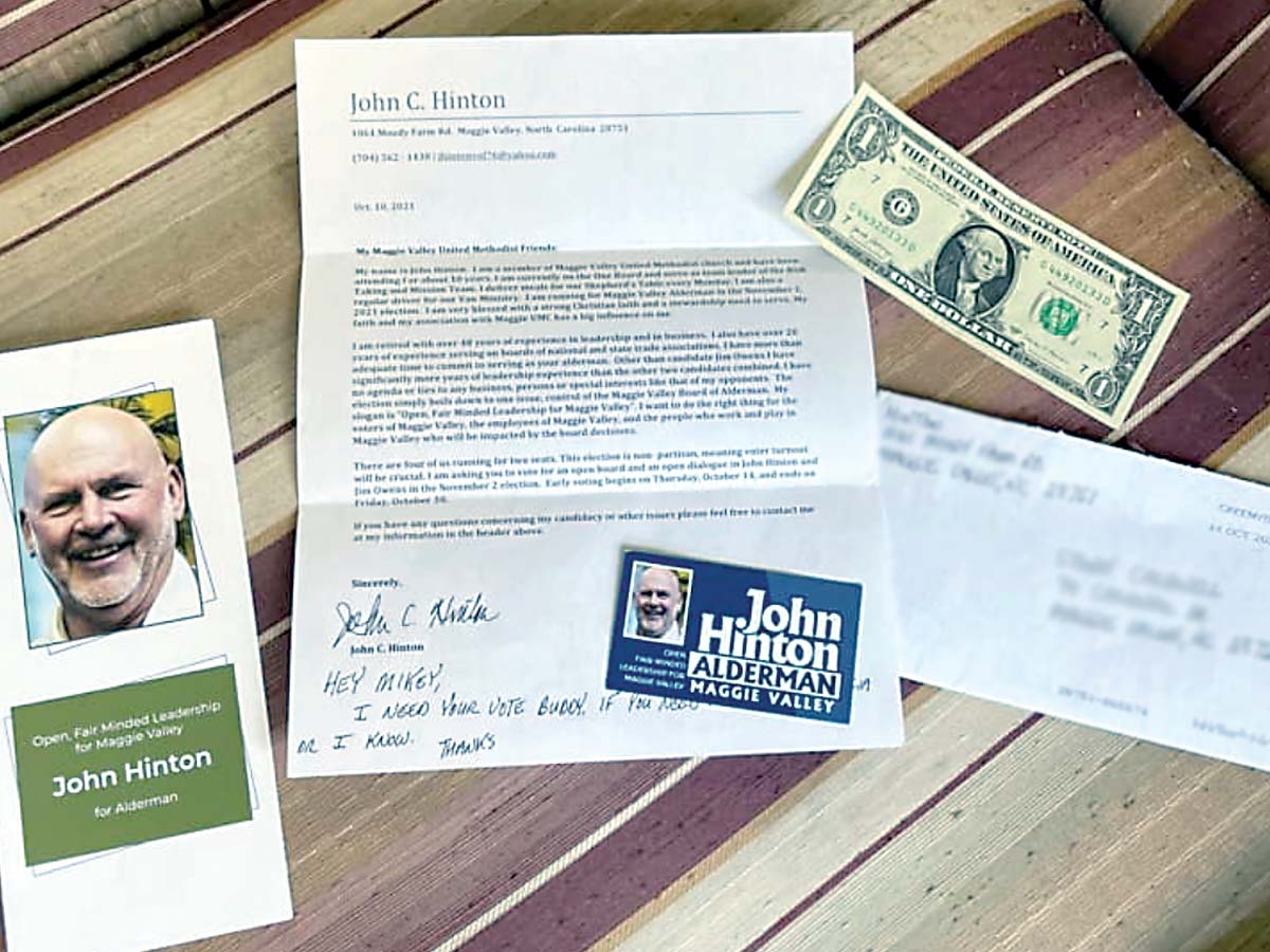 The photo posted to Alderwoman Twinkle Patel’s Facebook shows the contents of the campaign letter John Hinton sent. 