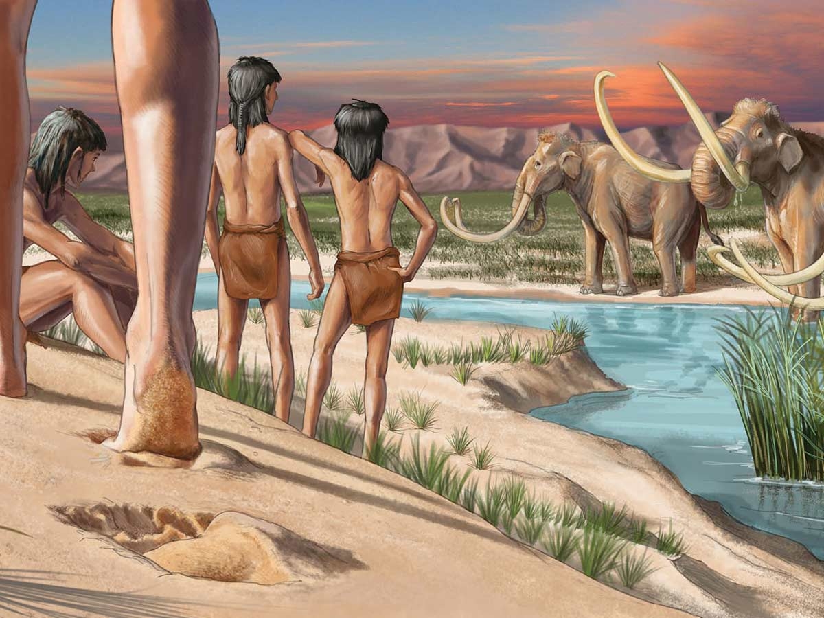 Long before the sand dunes formed at White Sands National Park, ice age teenagers left their footprints in the mud, only to be discovered thousands of years later. Karen Carr illustration