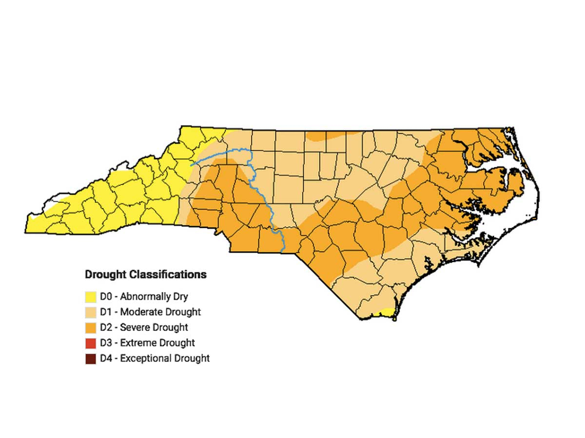The N.C. Drought Monitor map is updated every Thursday at ncdrought.org. N.C. Drought Monitor map