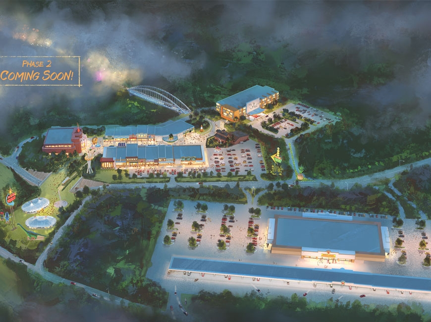 The newly unveiled vision for a road trip themed development along Interstate 40 in Sevierville is expected to welcome visitors starting in 2022. Donated rendering