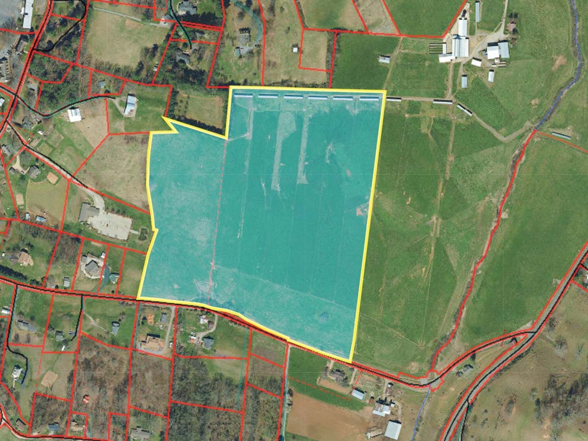 A proposed subdivision would include 115 units just north of Sunnyside Road, if approved. Haywood GIS photo