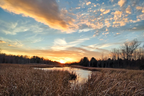 A winter sunset in the North Country of Upstate New York. 