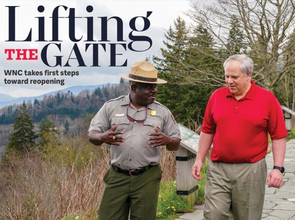 Secretary of the Interior  David Bernhardt walks with Smokies Superintendent Cassius Cash at Newfound Gap. 