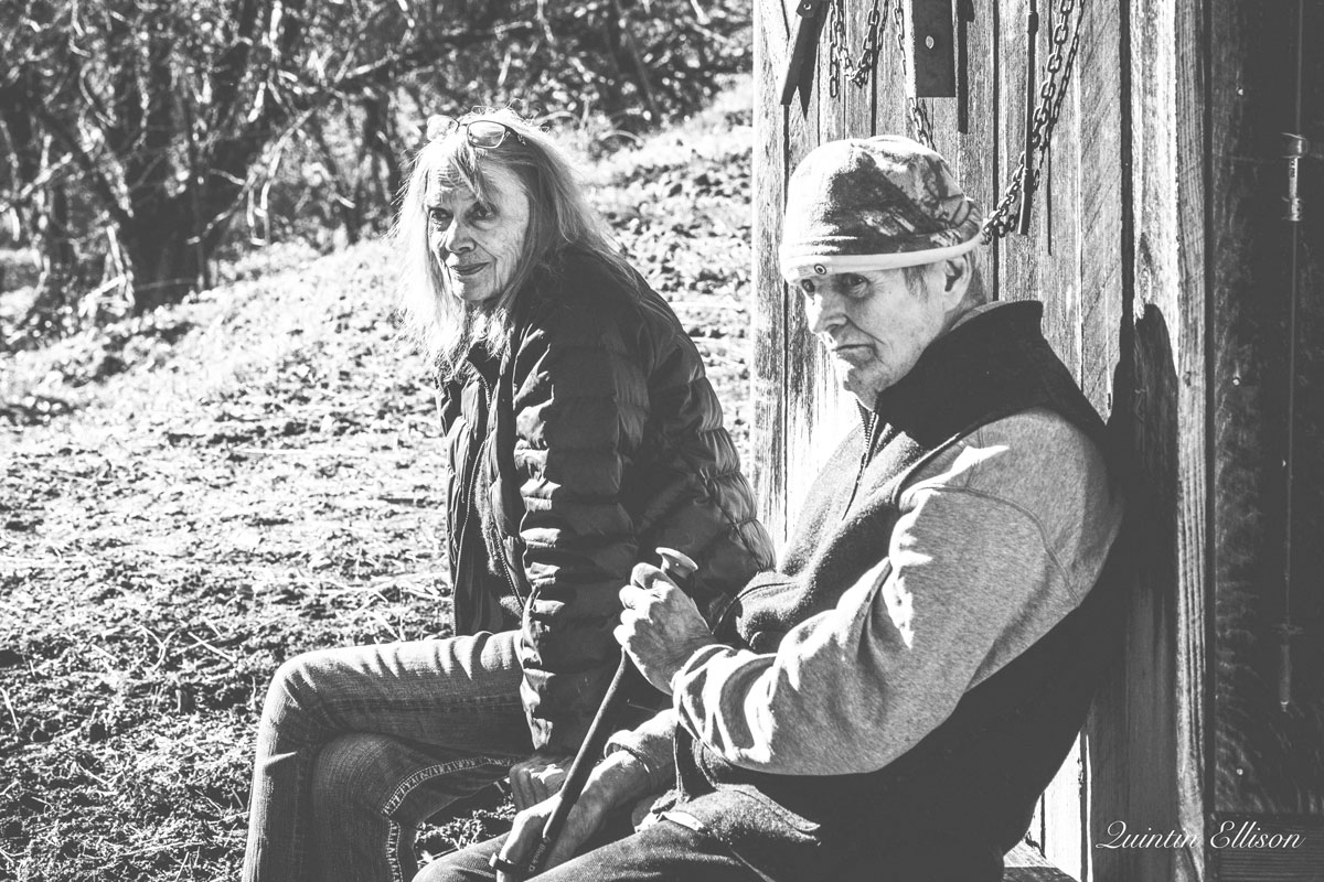 Elizabeth with the late George Ellison outside their home at lower Lands Creek. They placed the property under a conservation easement in 2022.