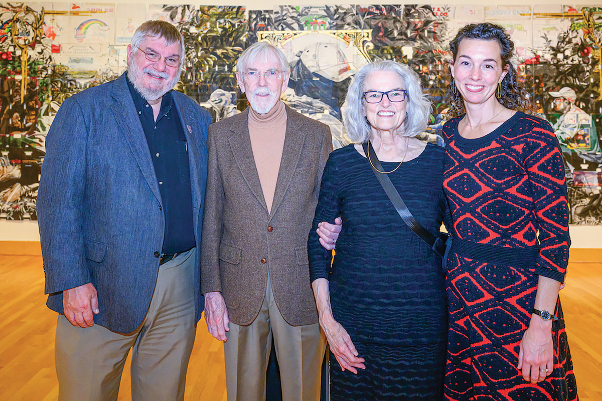 George Brown, dean of the David Orr Belcher College of Fine and Performing Arts at Western Carolina University (left), and Denise Drury Homewood, executive director of Bardo Arts Center (right) meet with donors William Banks Hinshaw and Robin Markle Hinshaw. Donated photo