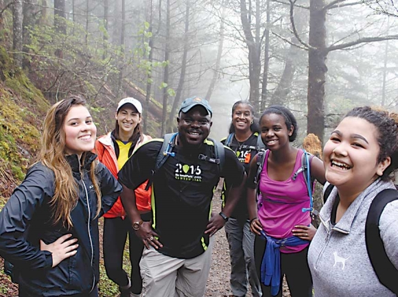 Superintendent Cassius Cash poses with a group of participants in his 2016 Smokies Centennial Hike 100 Challenge. NPS photo