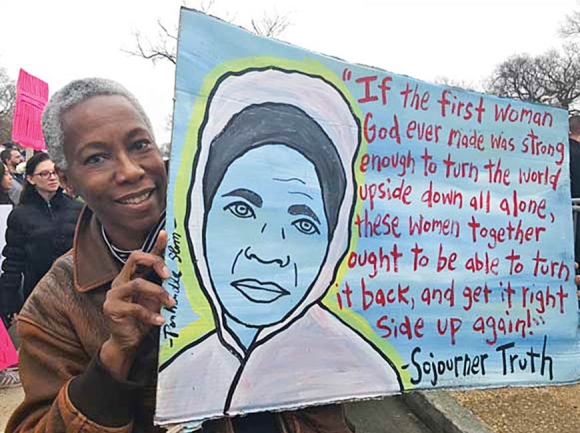 Omkari Williams marches during the 2017 Women’s March on Washington. Cory Vaillancourt photo