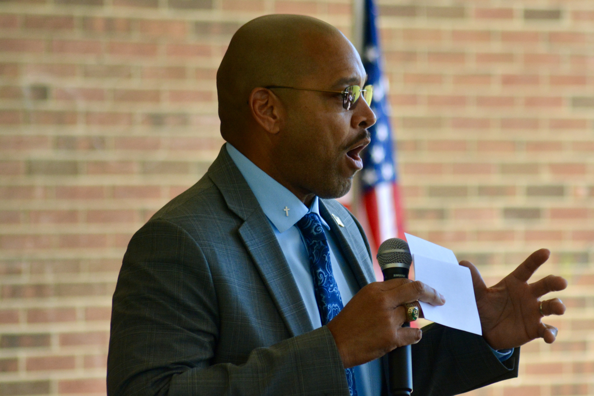 Eric Gash speaks at a Democratic Party Event in Haywood County iast fall. 