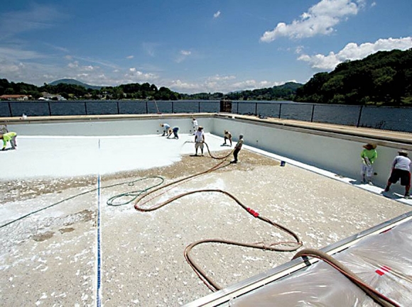 Renovation work proceeds at the Lake Junaluska pool. Lake Junaluska photo