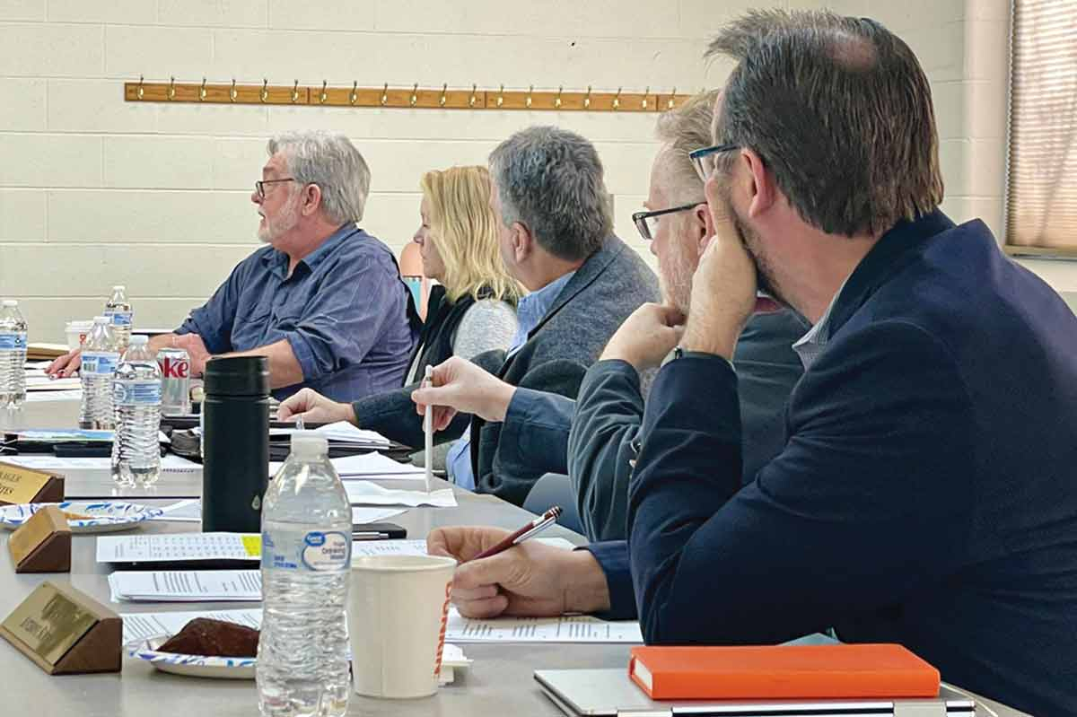 Waynesville’s elected officials (left to right) aldermen Chuck Dickson and Julia Freeman, Mayor Gary Caldwell and aldermen Jon Feichter and Anthony Sutton, will change the way they’re elected. Cory Vaillancourt photo