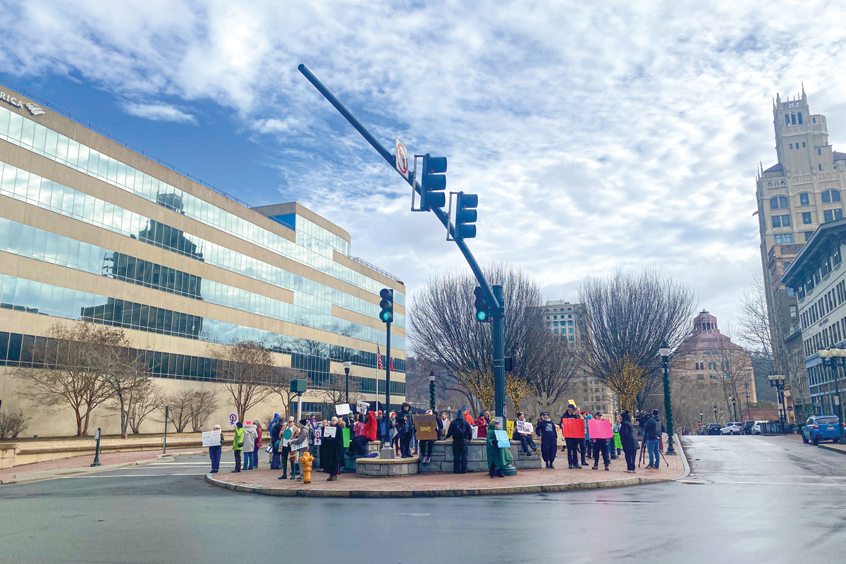 The People’s March took place on Jan. 18 at Pack Square in Asheville. Hannah McLeod photo