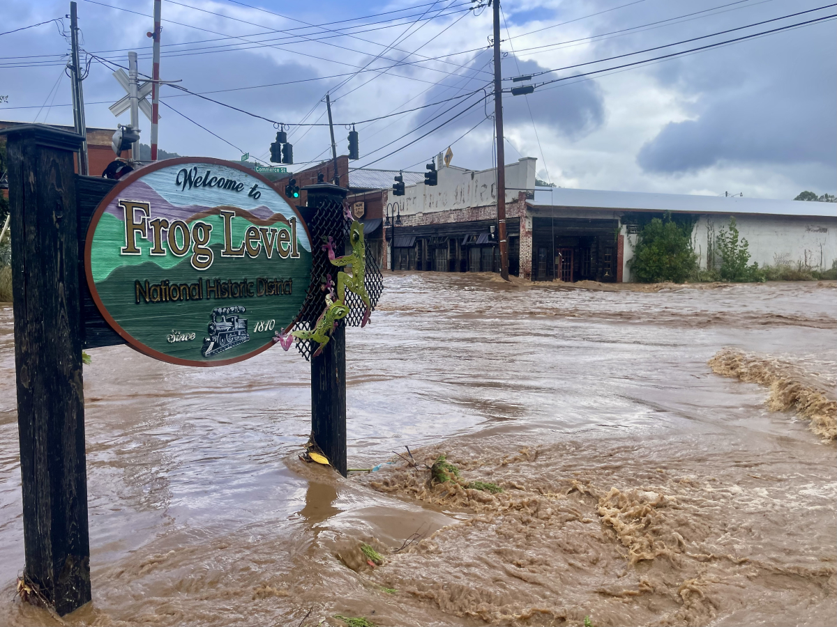 Although Waynesville&#039;s Frog Level was decimated by floodwaters, the Main Street business district was spared.